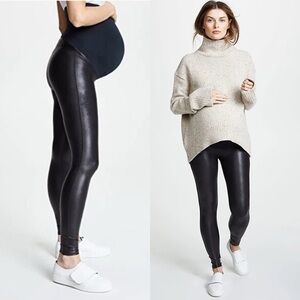 Spanx Mama Maternity Faux Leather High Waisted Leggings- 20201R - Black - S